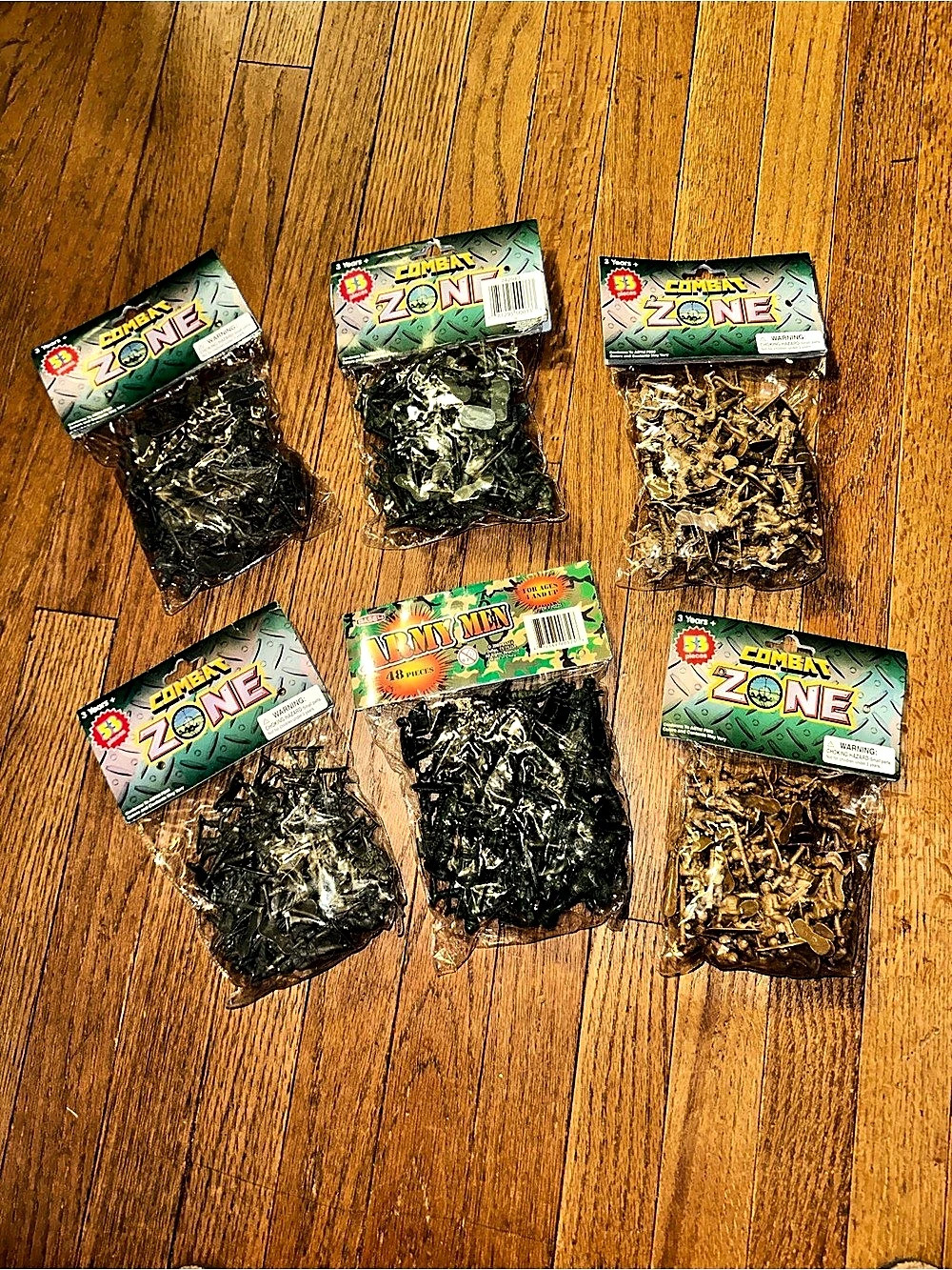 NWT 6 Bags Combat Zone Army Men Plastic Toy Soldiers Lot Plastic Figures Green &